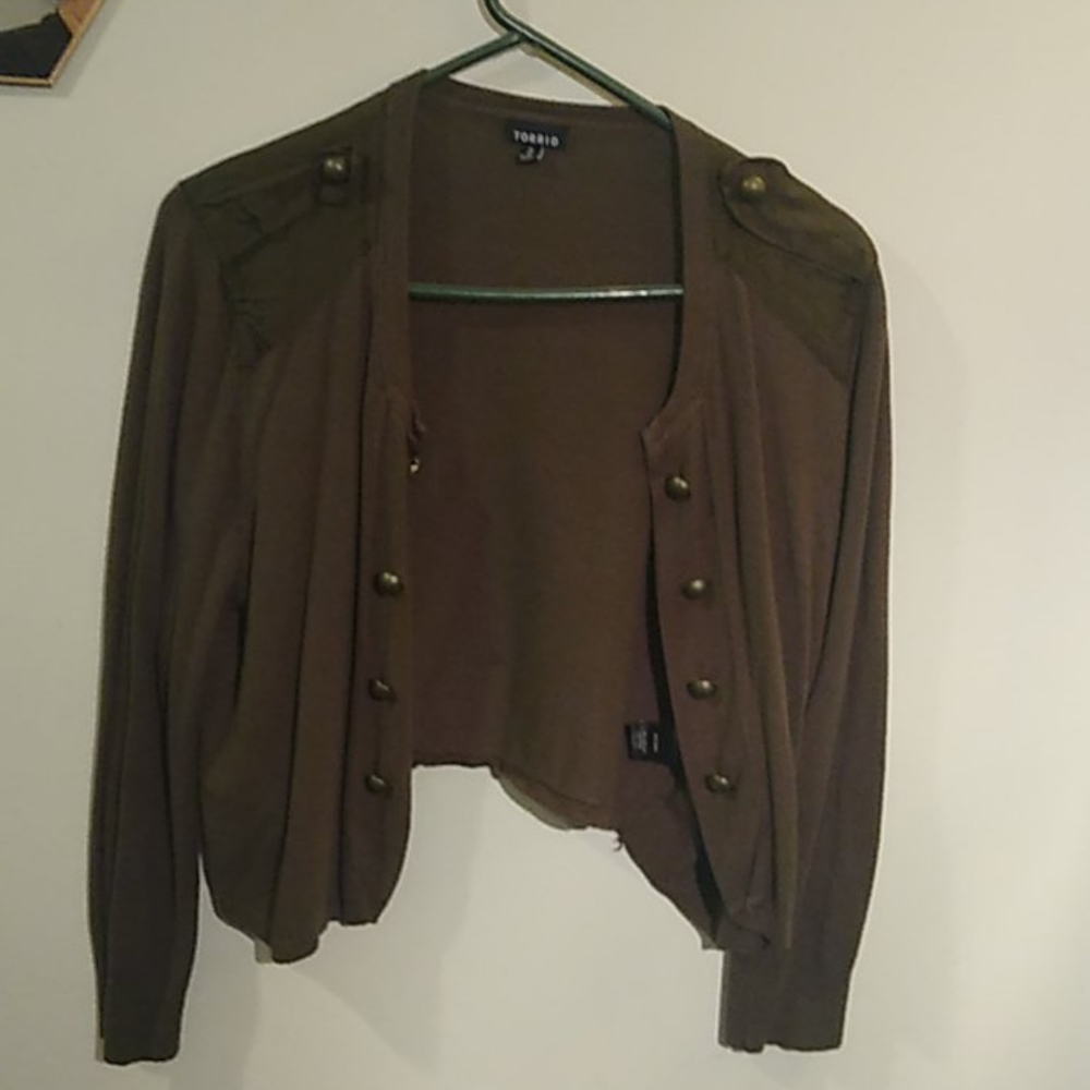 Army green torrid cardigan